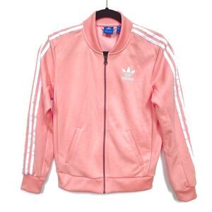 Adidas Originals Women’s Zip Up Track Jacket Light Peach Pink White 0